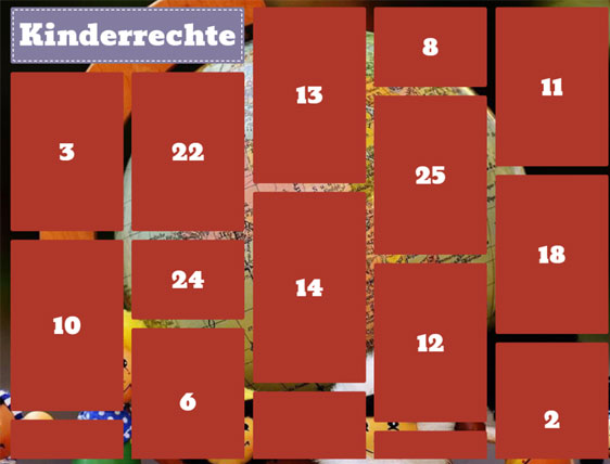 Adventskalender zum Thema Kinderrechte mit nummerierten Türchen